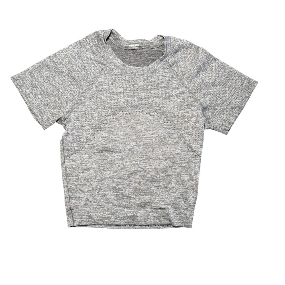 Lululemon Swiftly Tech Short Sleeve 2.0 Crop Grey Space Dye Top Size 0